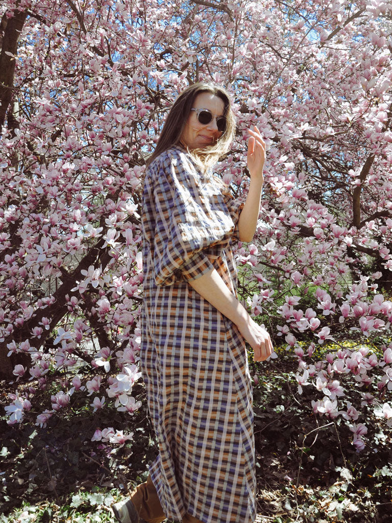 Side of Arona Cuca Dress in Rose Check