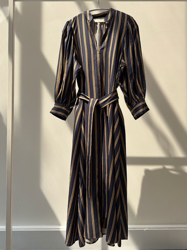 ARONA TENCEL STRIPE DRESS BLUE