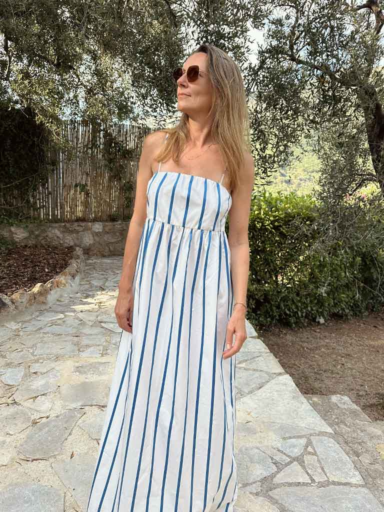 ASTIS Dress – Long Summer Dress with Blue Stripes