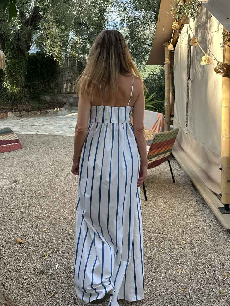ASTIS Dress – Long Summer Dress with Blue Stripes