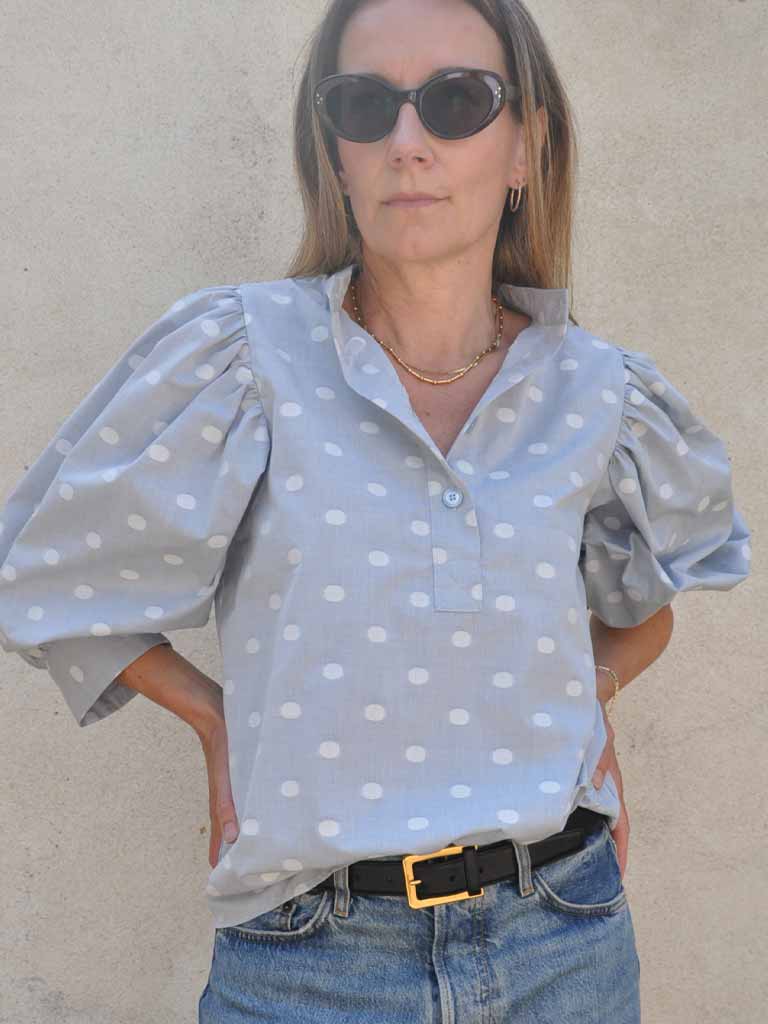 AVA Dot Shirt Dusty Blue