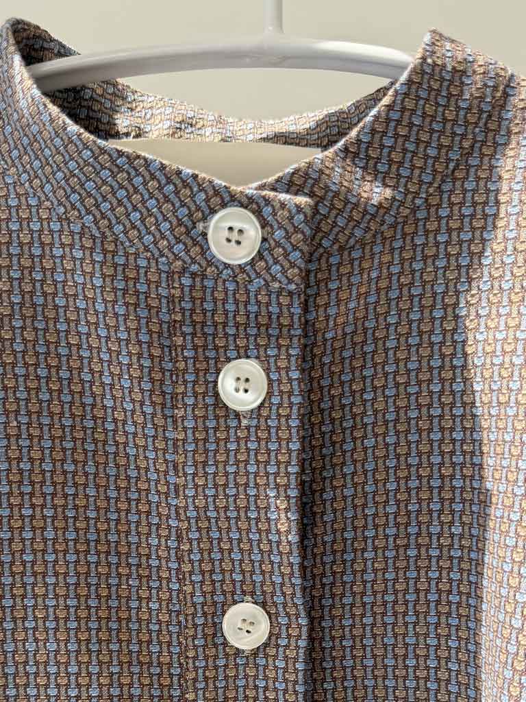 Brown Jacquard Shirt with Puff Sleeves – AVA SHIRT