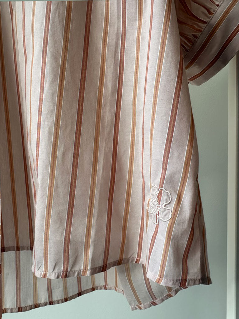 Short Sleeve Shirt in Soft Rose with Warm Stripes – AVA SHIRT