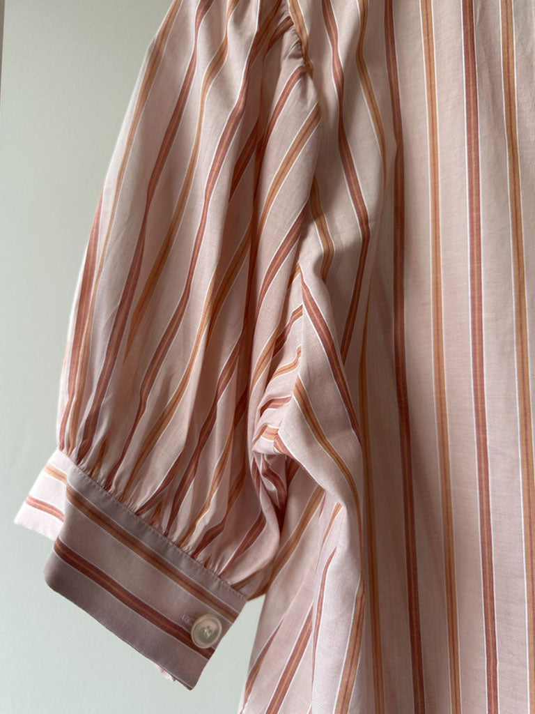 Short Sleeve Shirt in Soft Rose with Warm Stripes – AVA SHIRT