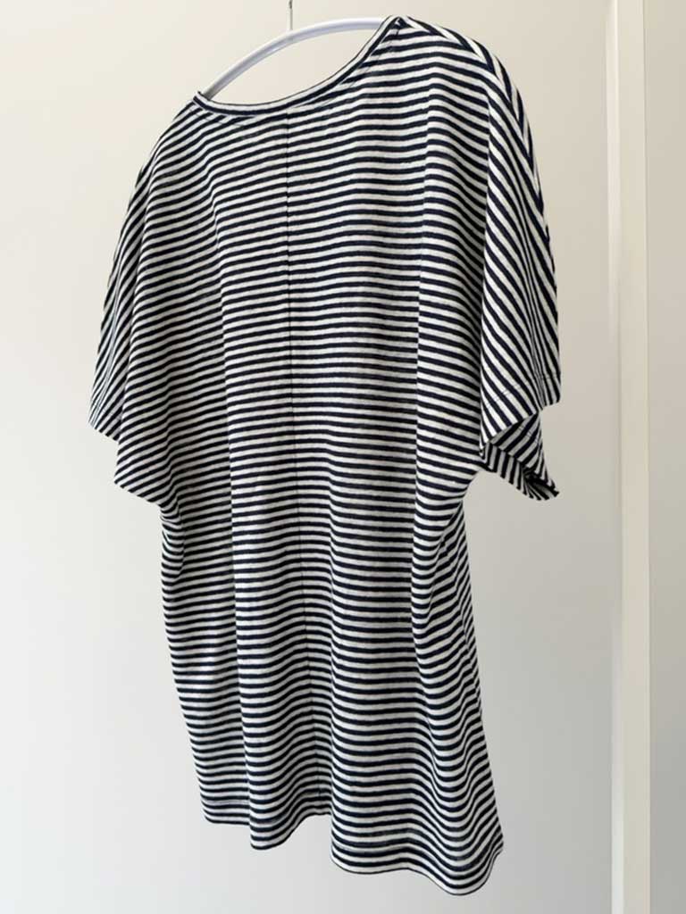 Navy Striped Linen Tee with Relaxed Fit – AVIO TEE