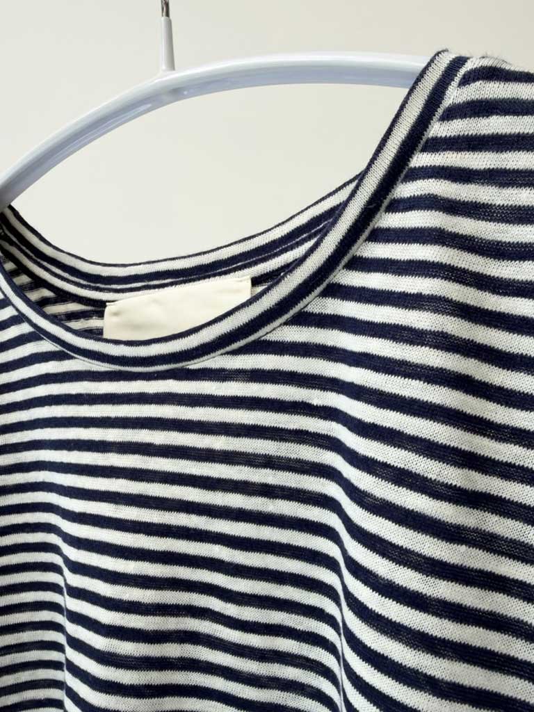 Navy Striped Linen Tee with Relaxed Fit – AVIO TEE