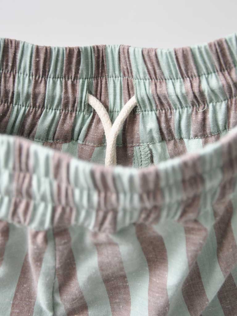 Waistband Closeup of Belize Boxers in Pistachio Stripes