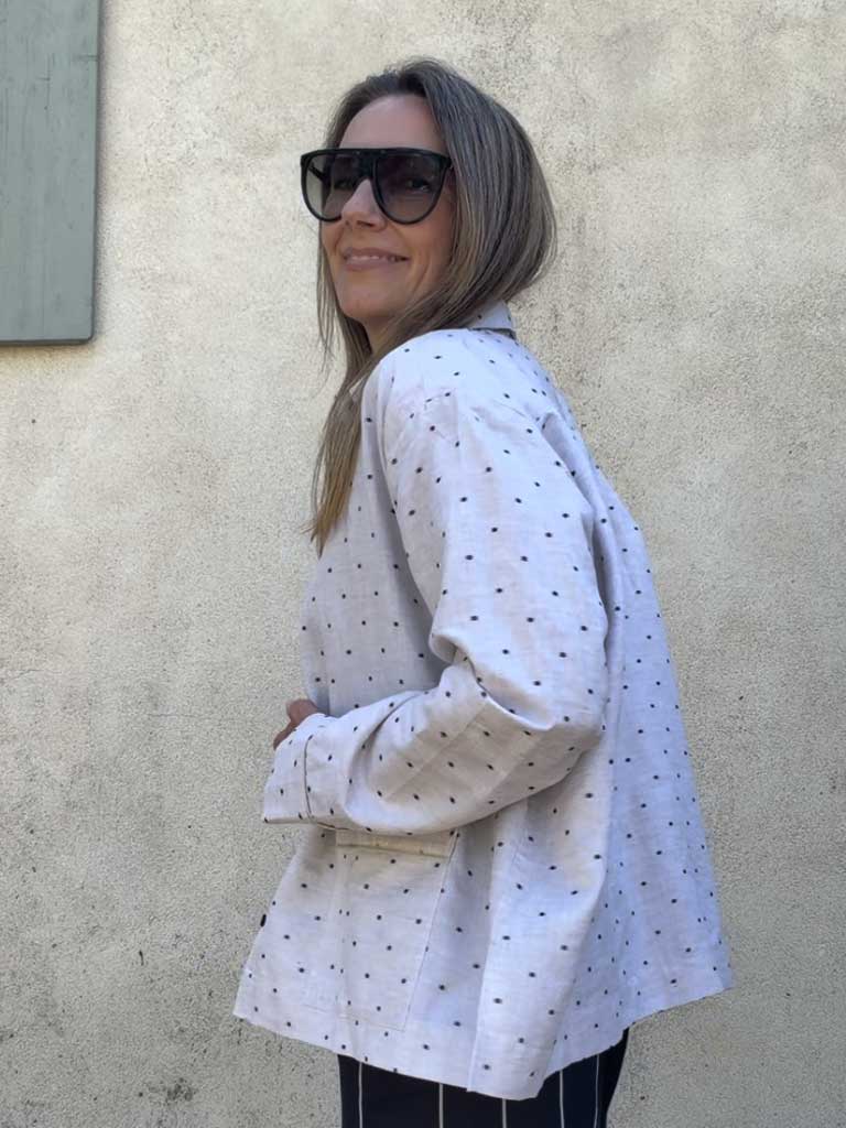 Oversized Shirt Jacket in Cotton Linen with Woven Texture – BROOKLIN PJ SHIRT