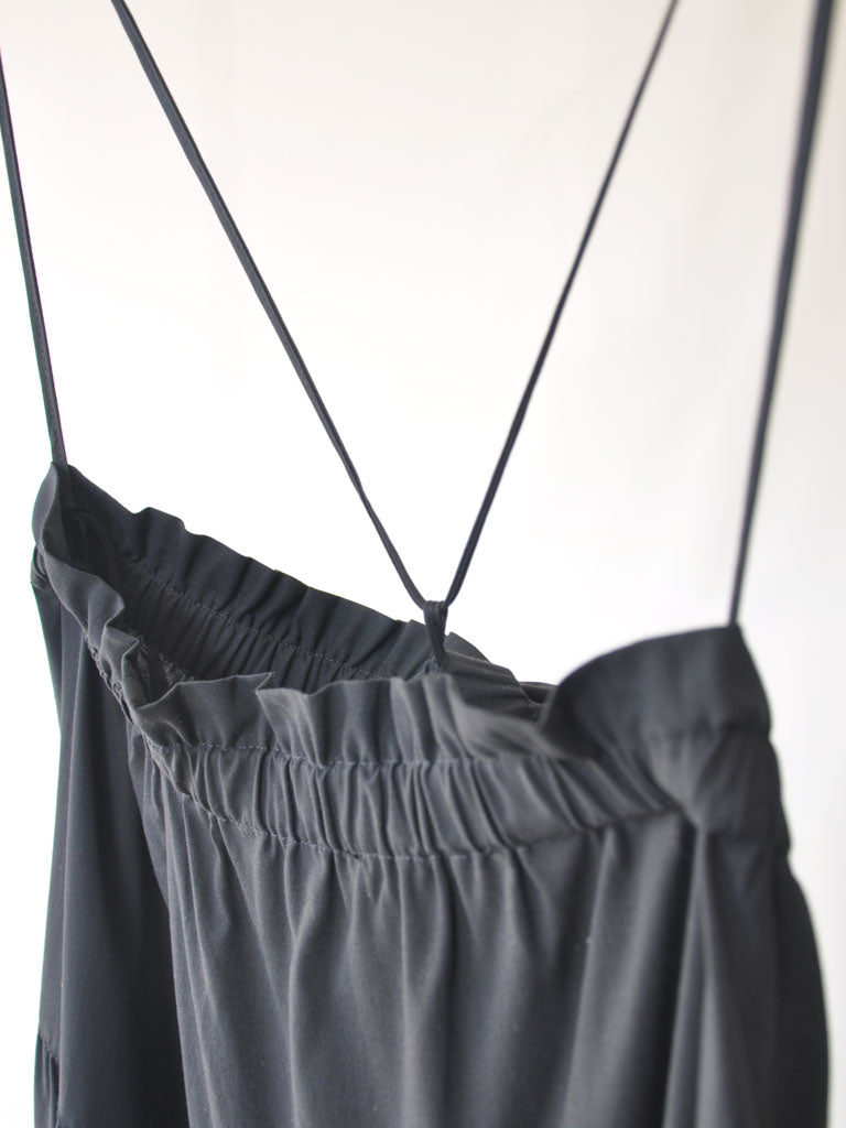 Strap Detail Closeup of Carmen Skirt Dress in Black