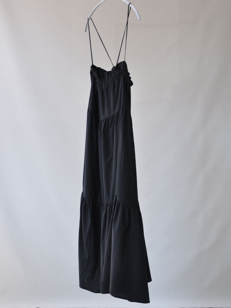Front of Carmen Skirt Dress in Black on a hanger