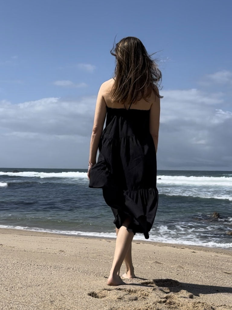 Back of Carmen Skirt Dress in Black