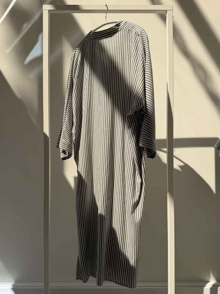 Ecru Striped Shirt Dress with Pockets – ELISABETH DRESS