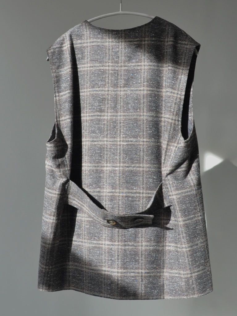 ETNA CHECK VEST GREY/BROWN