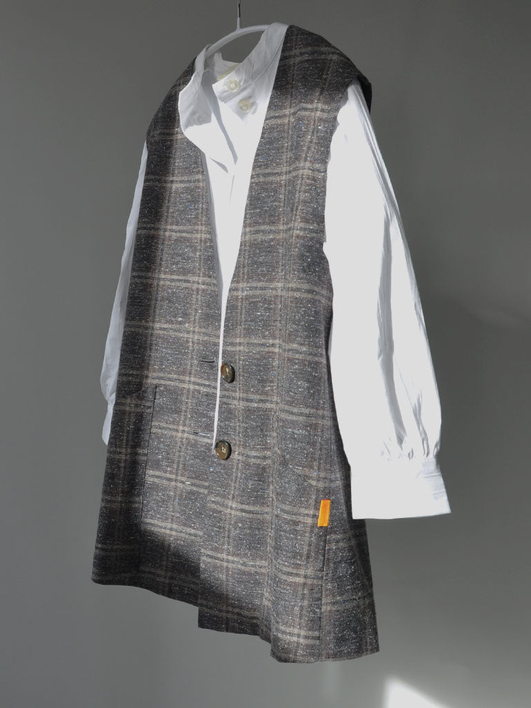 ETNA CHECK VEST GREY/BROWN