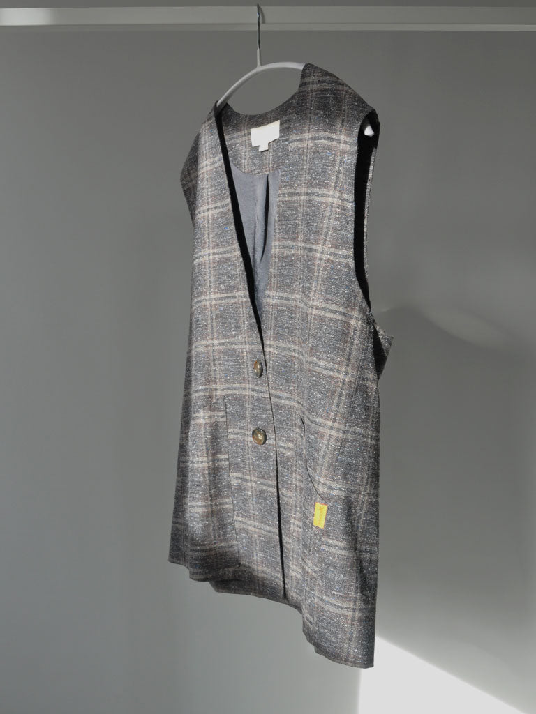 ETNA CHECK VEST GREY/BROWN