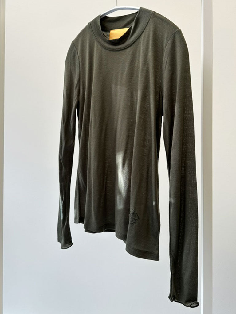 Grøn langærmet top i Tencel/uld-blend - ALANIS