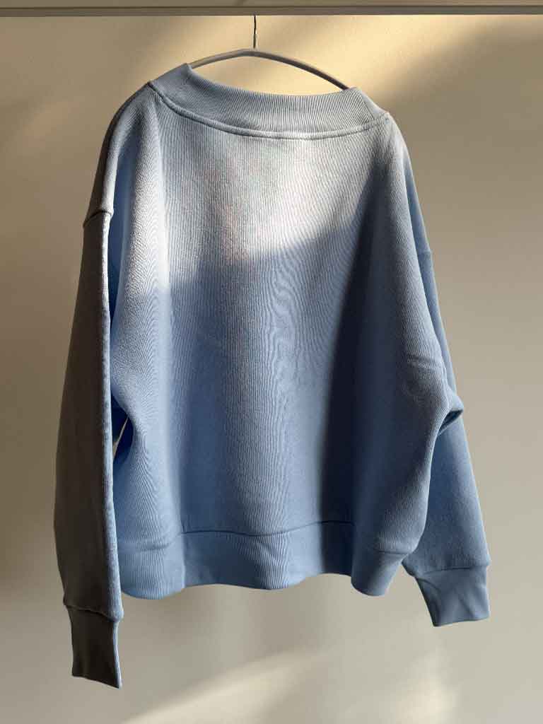 Light Blue V-Neck Sweatshirt with Batwing Sleeves – LEENA SWEAT