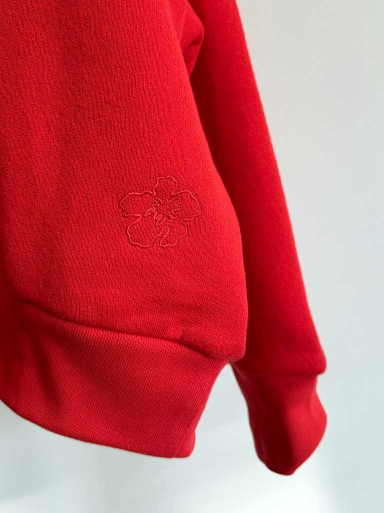 Red V-Neck Sweatshirt with Batwing Sleeves – LEENA SWEAT