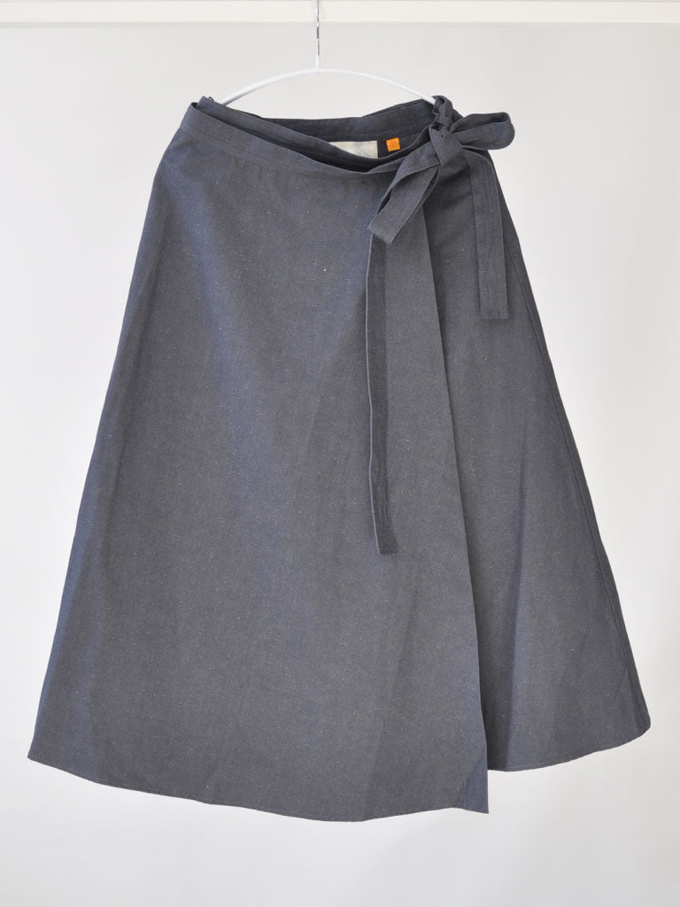 Front of Linea Linen A-Line Skirt in Grey