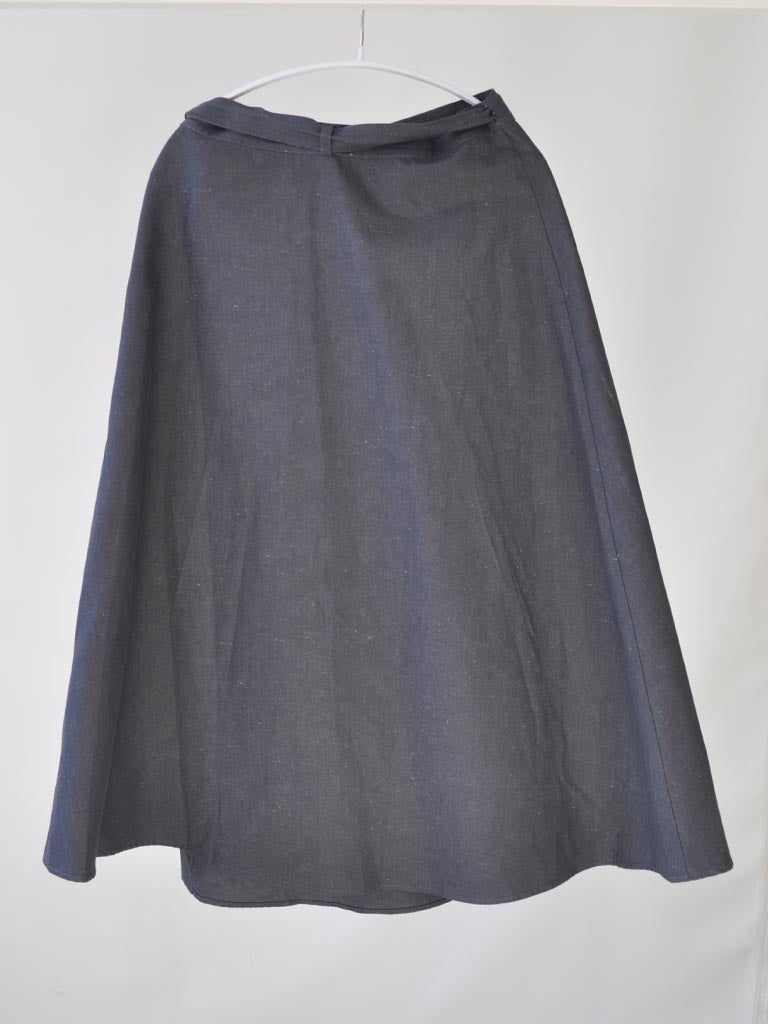 Back of Linea Linen A-Line Skirt in Grey