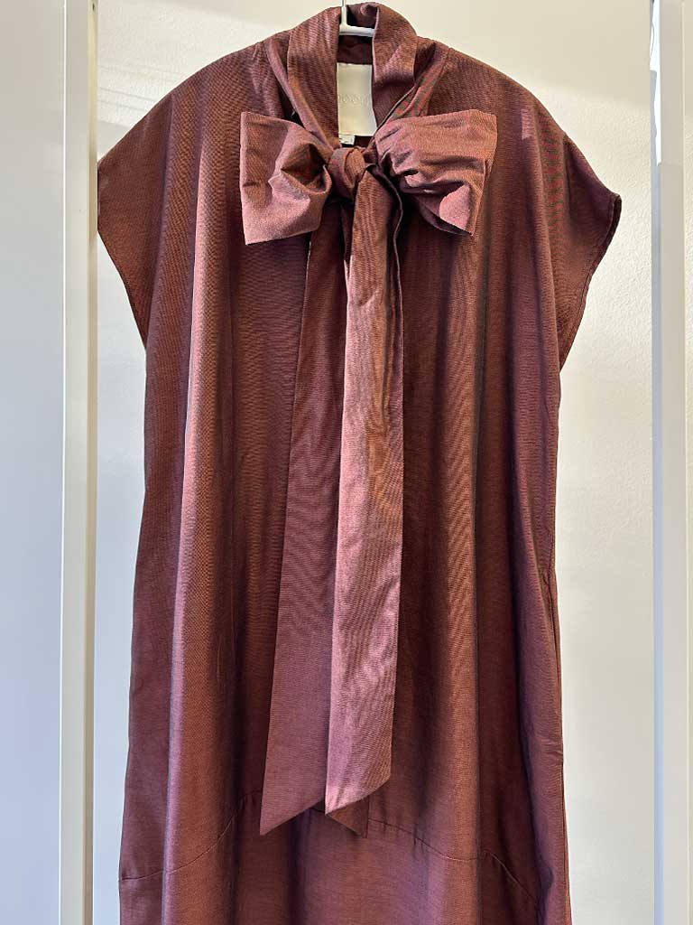 Long Red Party Dress with Oversized Bow – LUVIA DRESS