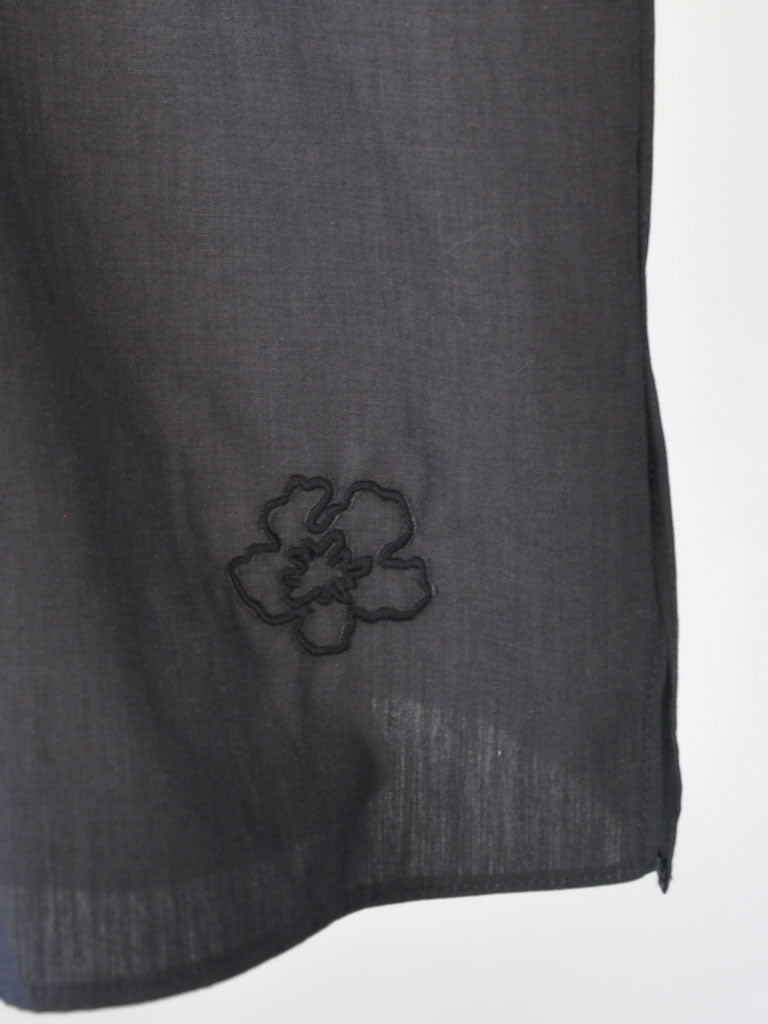 Detail Closeup of Mavi Top in Grey with Embroidered Flower