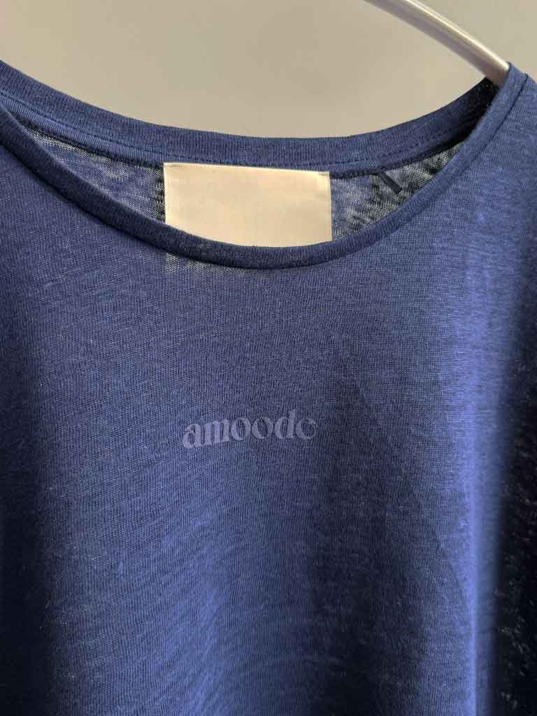 Navy Blue Linen Short Sleeve Top – OVIO TEE