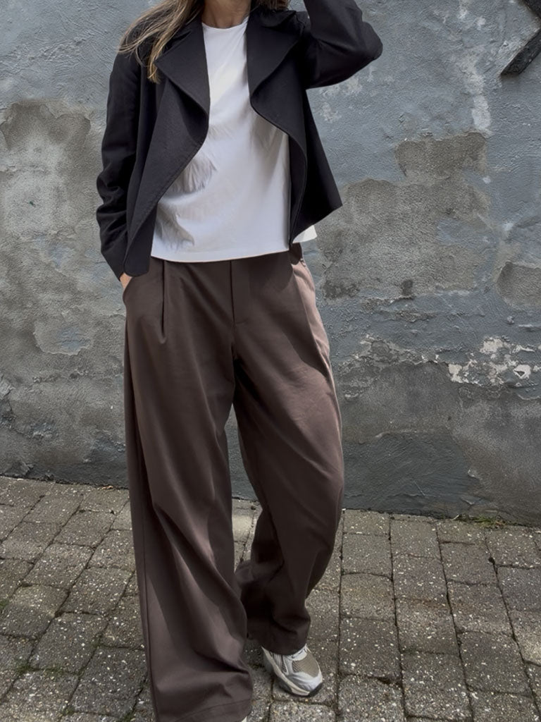 Brown Wide Leg Pants in Mercerized Cotton – PALAZZO