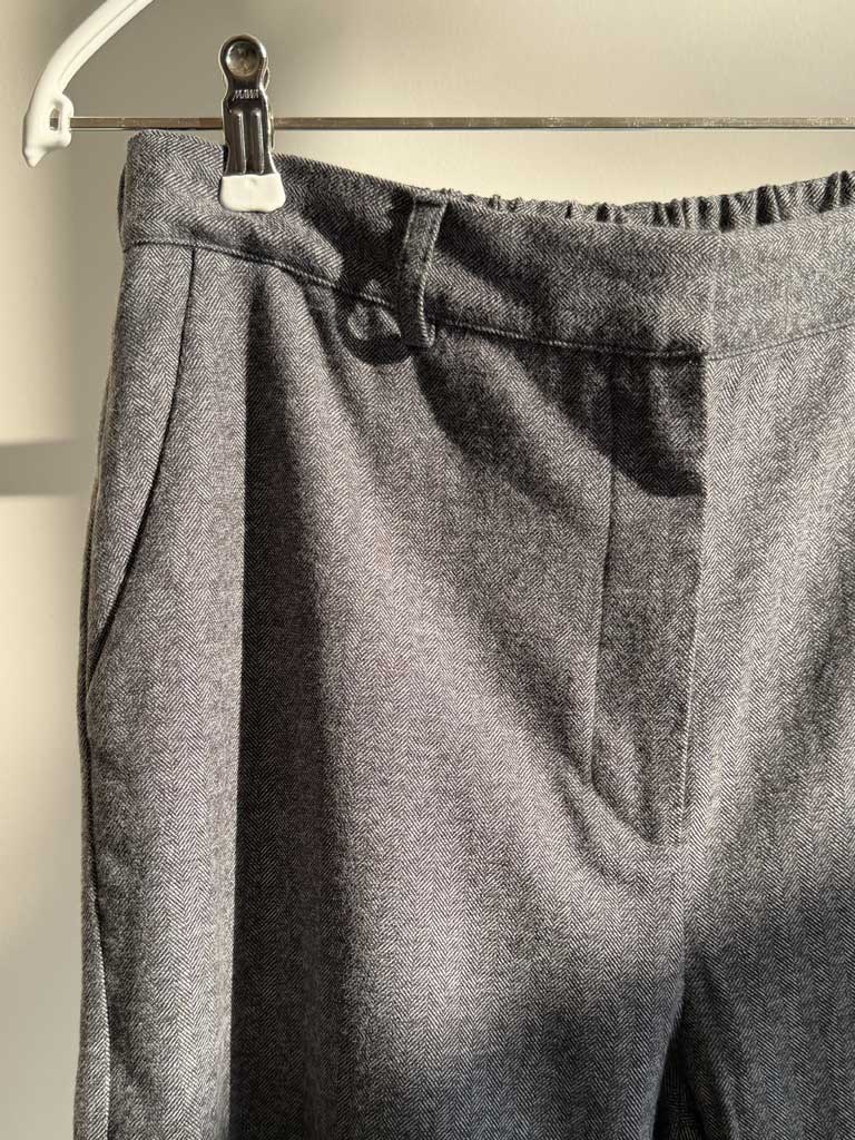 Grey Melange Herringbone Pants with Straight Leg – SARA PANTS