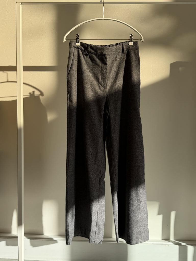 Grey Melange Herringbone Pants with Straight Leg – SARA PANTS