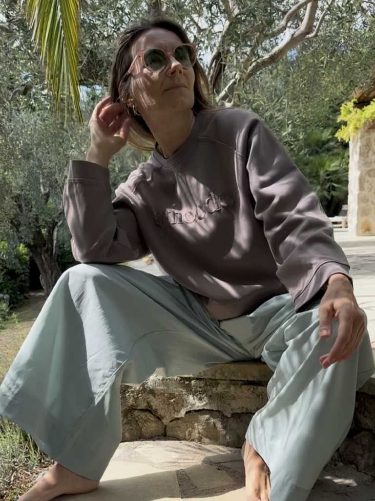 Sweatshirt I støvet brun bomuld med oversized look – SIGMA Sweat