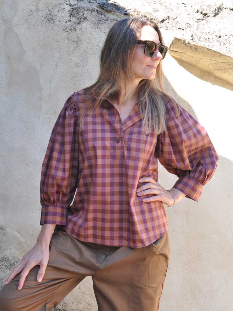 AVA PLUM CHECK SHIRT