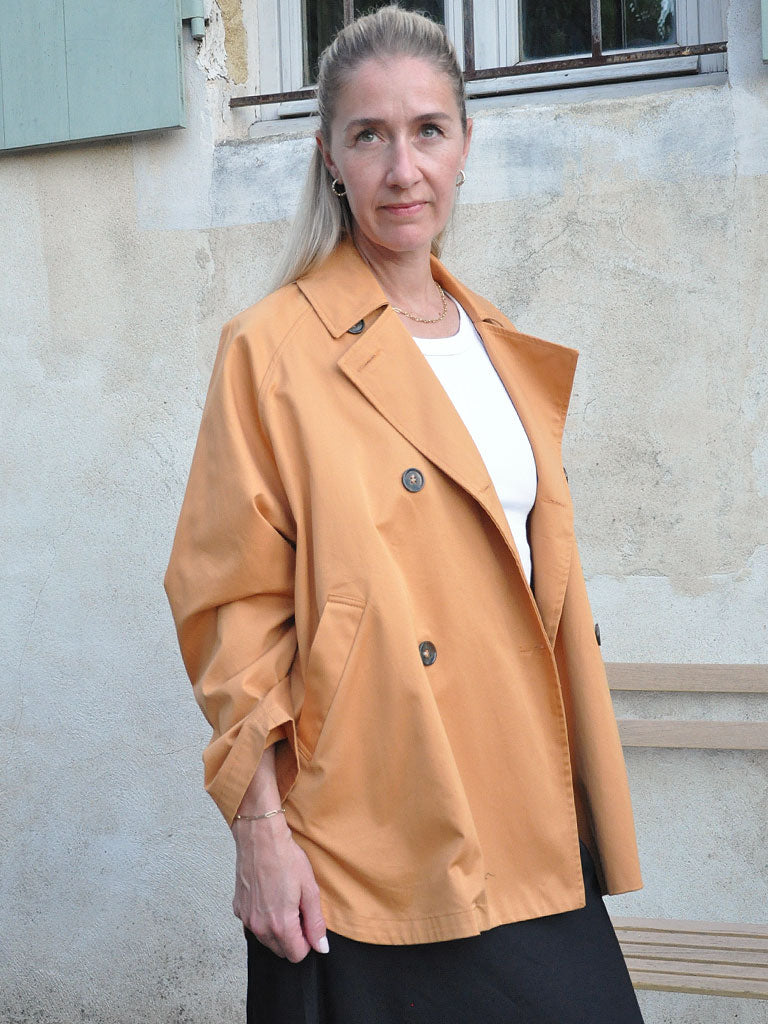 TEA oversized trench skjorte jakke brændt orange bomuld 