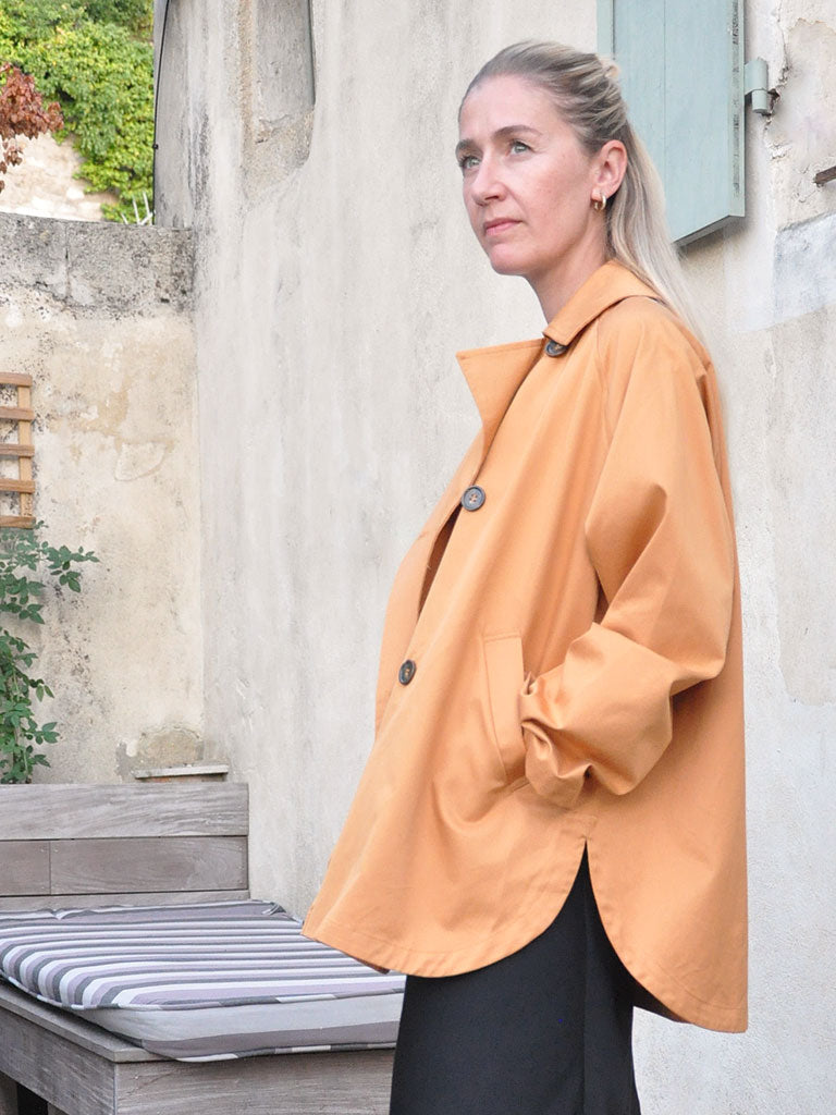 TEA oversized trench skjorte jakke brændt orange bomuld 