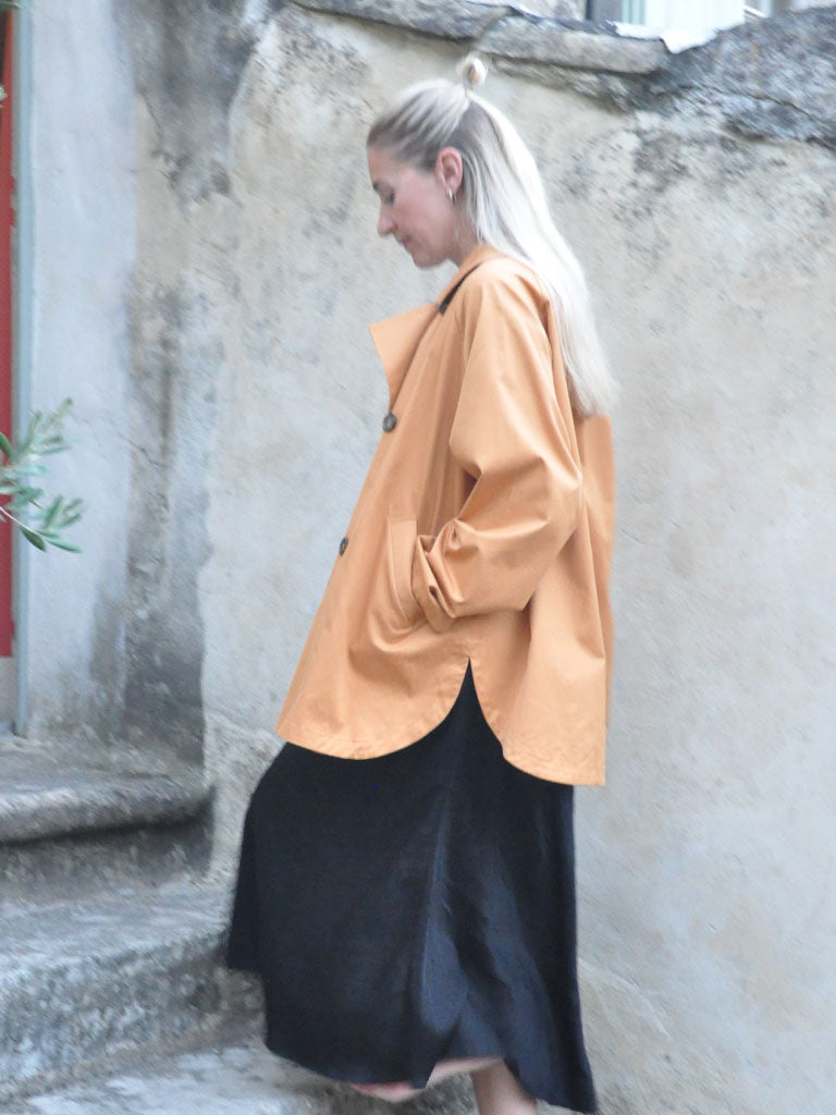 TEA oversized trench skjorte jakke brændt orange bomuld 