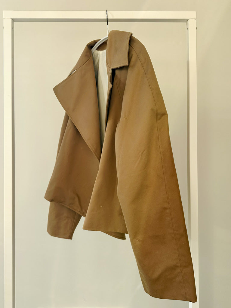 Short Canvas Jacket in Camel Cotton with Ecru Lining – TORRO CANVAS JACKET