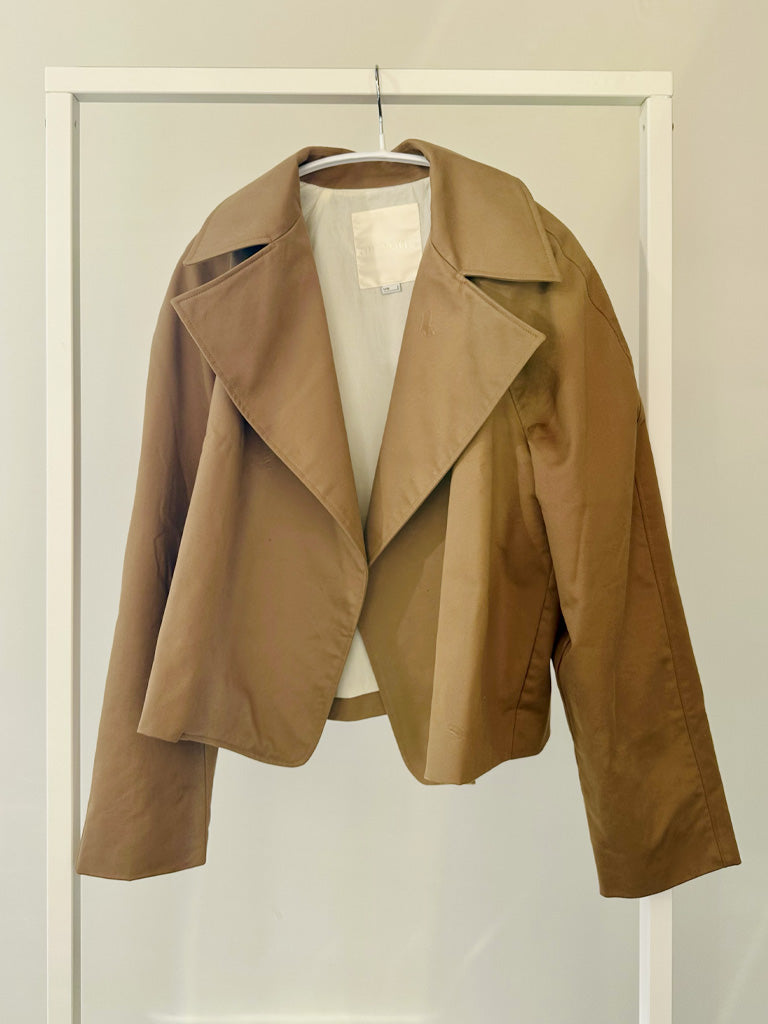 Short Canvas Jacket in Camel Cotton with Ecru Lining – TORRO CANVAS JACKET