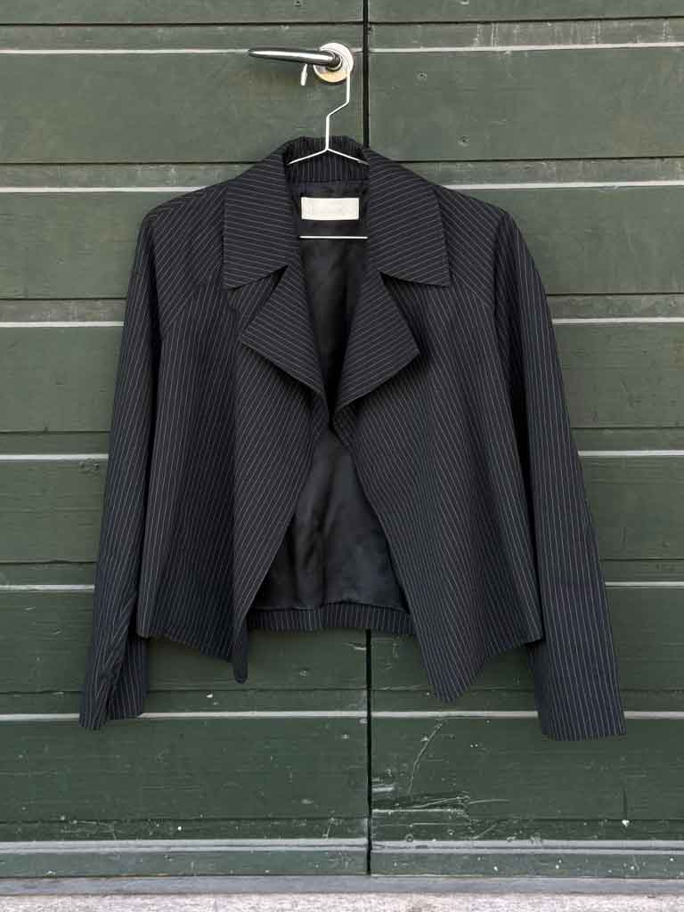 Short Grey-Green Pinstripe Jacket - TORRO PINSTRIPE JACKET