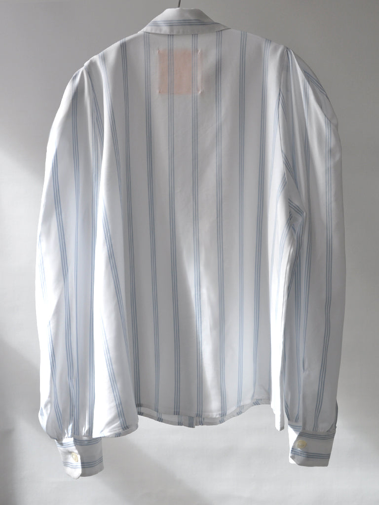 Back of Adora tencel shirt in blue stripes