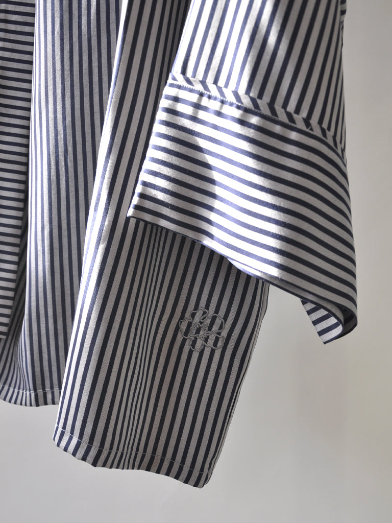 Closeup of Alea blue striped kimono jacket