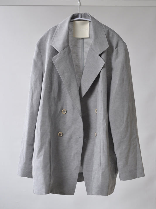 Front of Alexa linen blazer in grey