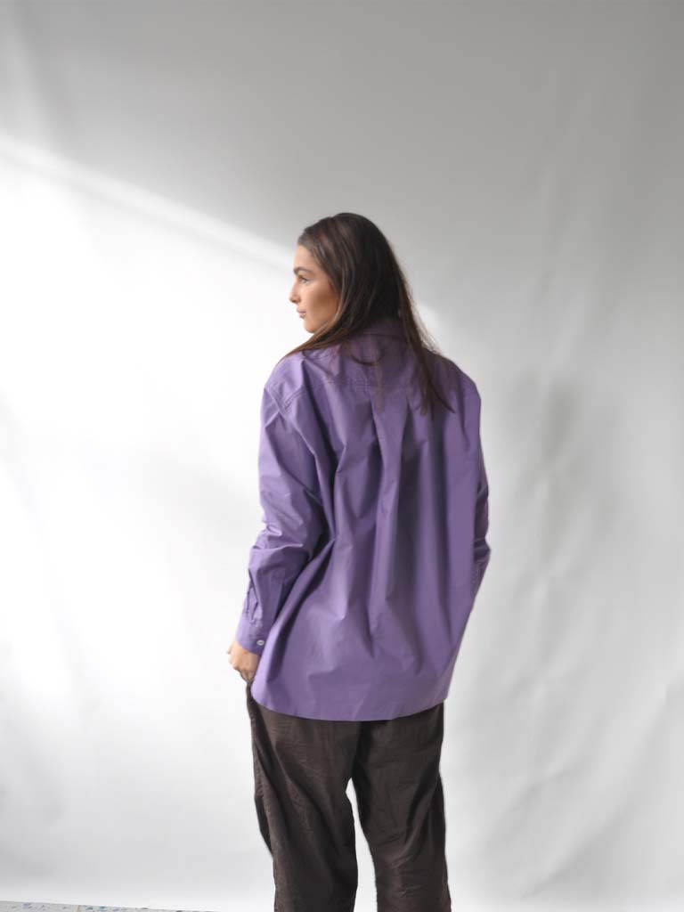 Back of Ane shirt in purple