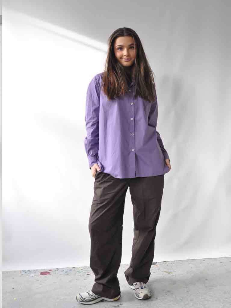 Front of Ane shirt in purple