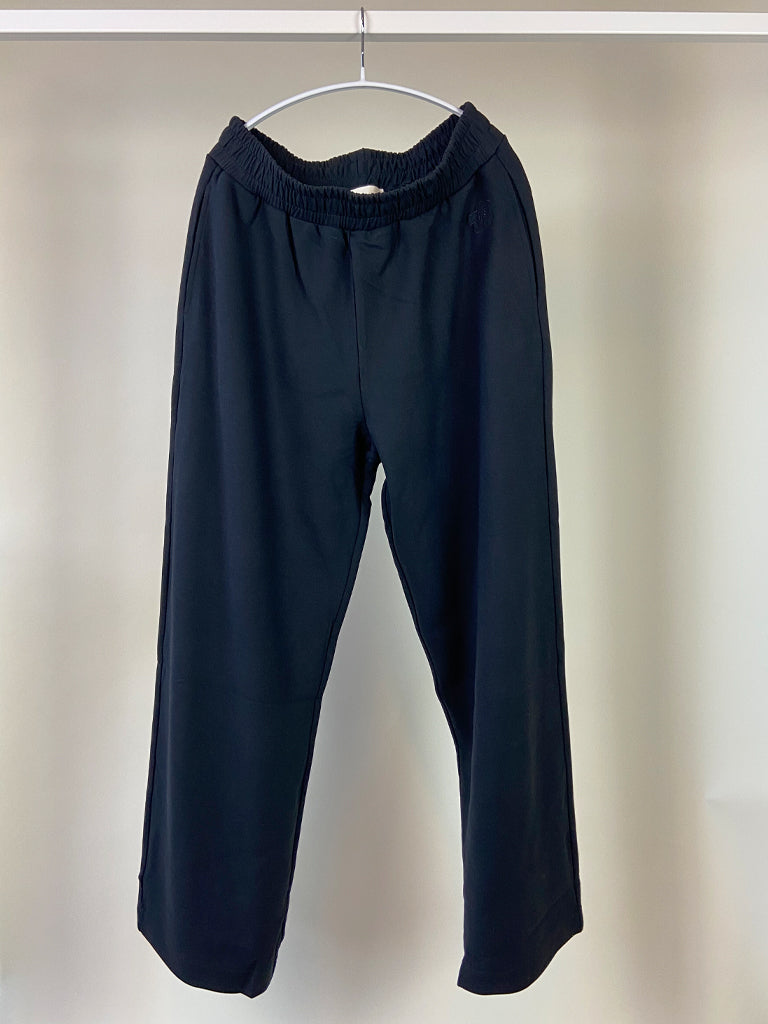 Aras pants in dark blue on a hanger