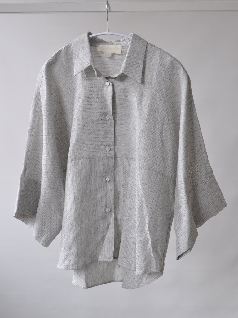 Front of Emma shirt in grey
