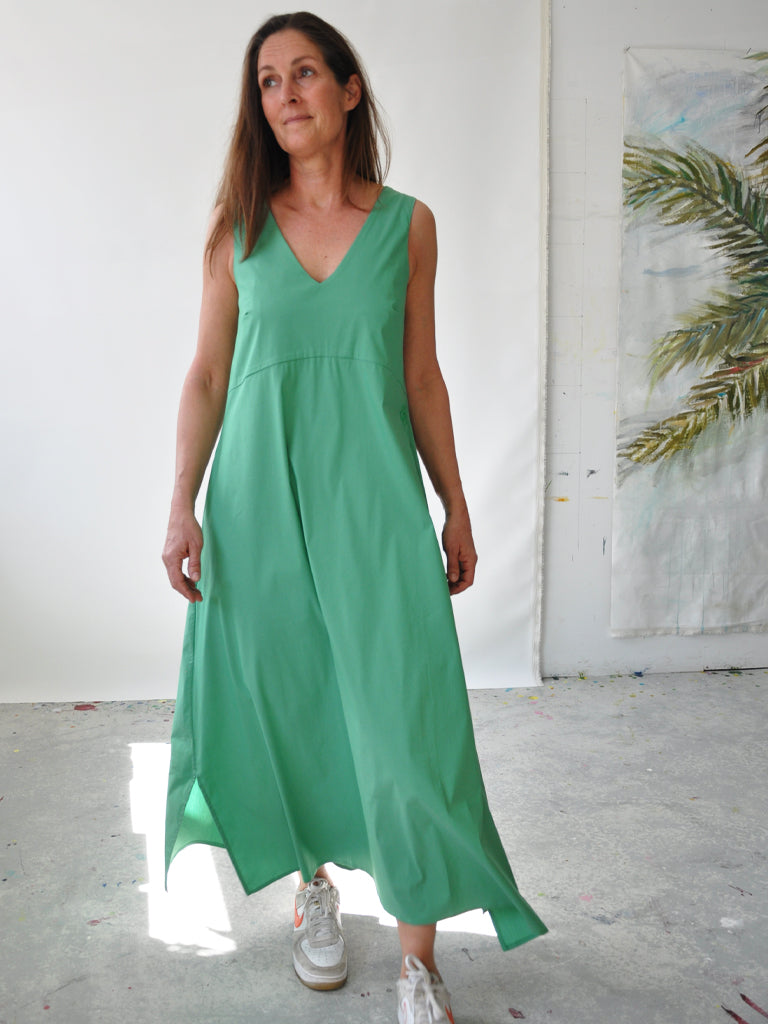 Front of Aia dress in green