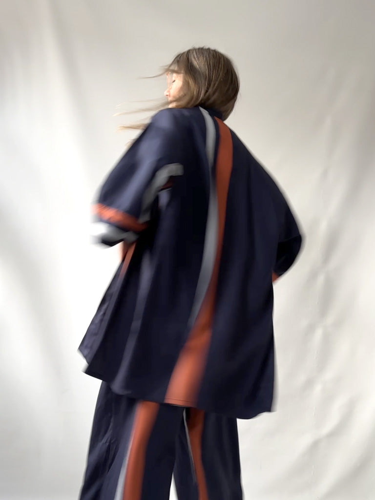 Back of Alea Kimono in Big Stripes