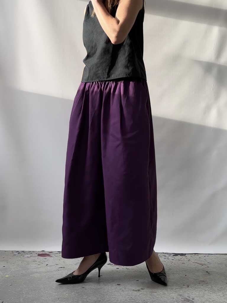 Front of Alea Pants in Purple Tencel