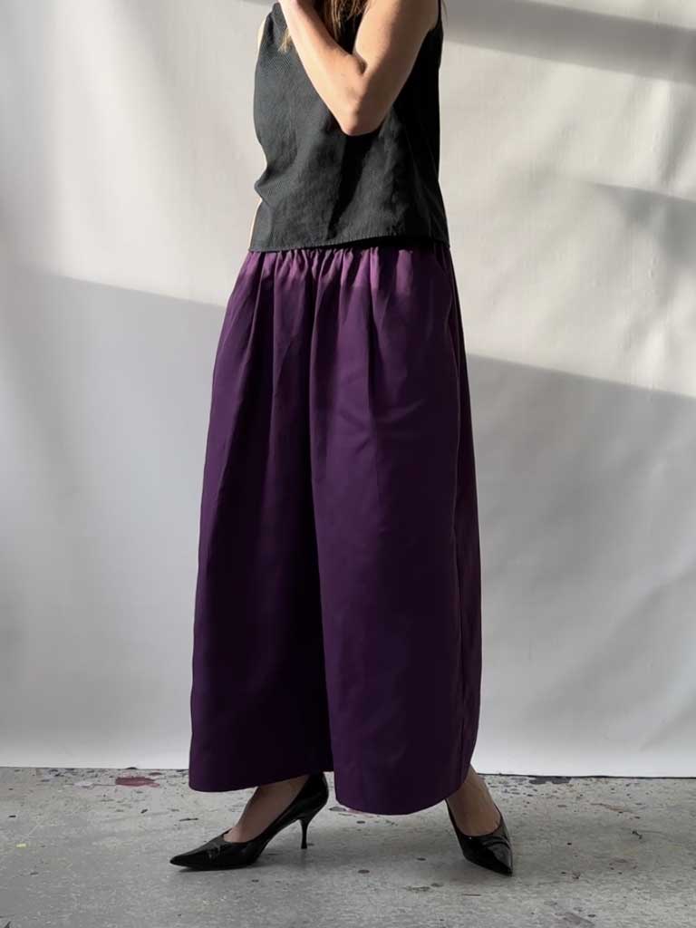 Front of Alea Pants in Purple Tencel