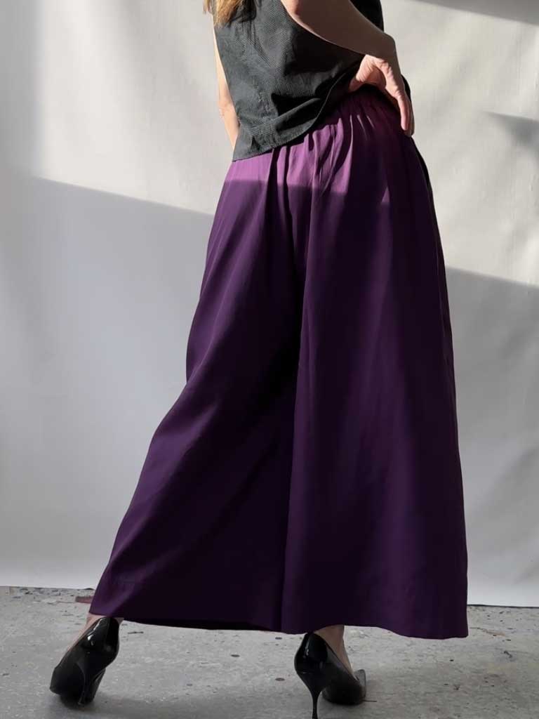 Back of Alea Pants in Purple Tencel
